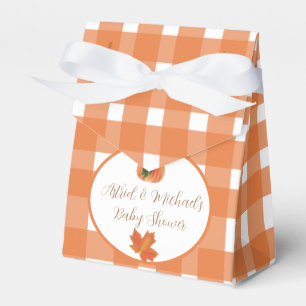 Orange Gingham Pumpkin Baby Shower Favor Boxes