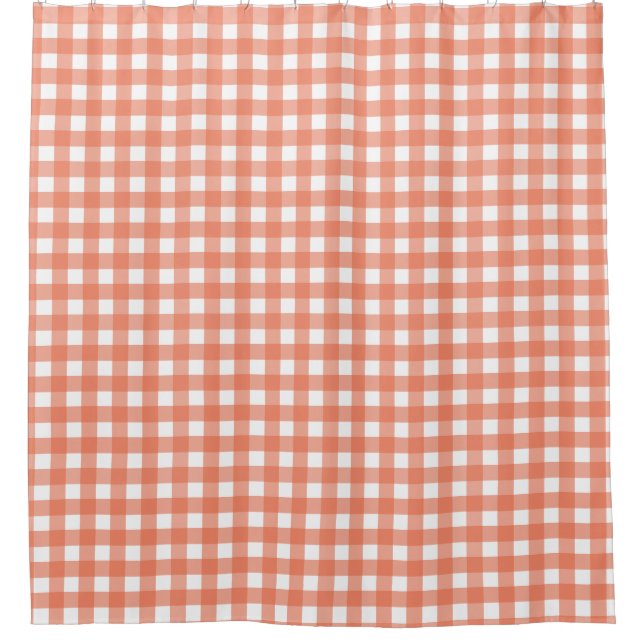 Orange gingham shower curtain (Front)