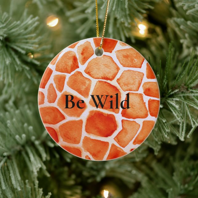 Orange Giraffe Animal Print Ceramic Ornament (Tree)