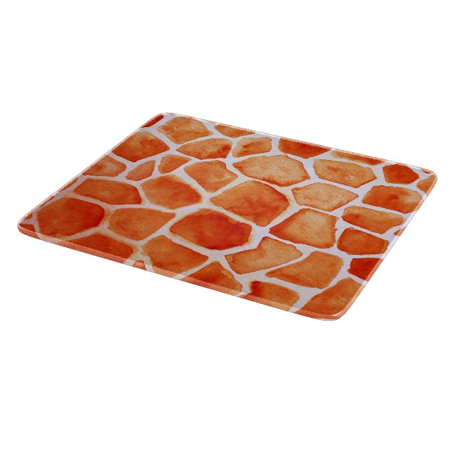 Orange Giraffe Animal Print Cutting Board (Corner)