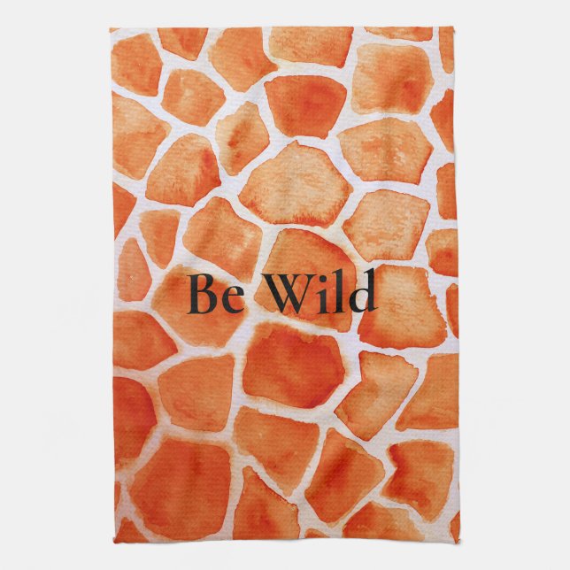 Orange Giraffe Animal Print Kitchen Towel (Vertical)
