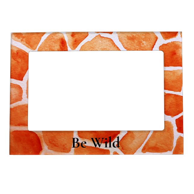 Orange Giraffe Animal Print Magnetic Frame (Front)