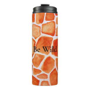 Orange Giraffe Animal Print Thermal Tumbler