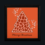 Orange giraffe Christmas Tree Keepsake Box<br><div class="desc">Lovely,  bright,  modern pattern with animal print christmas tree in Orange and stars. Cute,  girly,  and trendy Christmas gift. Personalize it with your own text/ message/ name.</div>