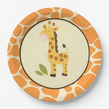 Orange Giraffe Plate / Jungle Partyware by allpetscherished at Zazzle