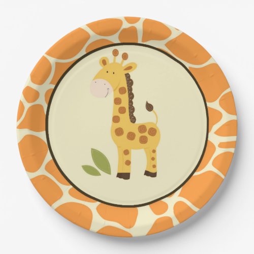 Orange Giraffe Plate  Jungle Partyware