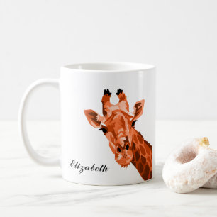 Orange Giraffe Pop Art Personalized Coffee Mug