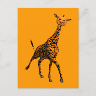 Orange Giraffe With Pumpkin Head Postcard