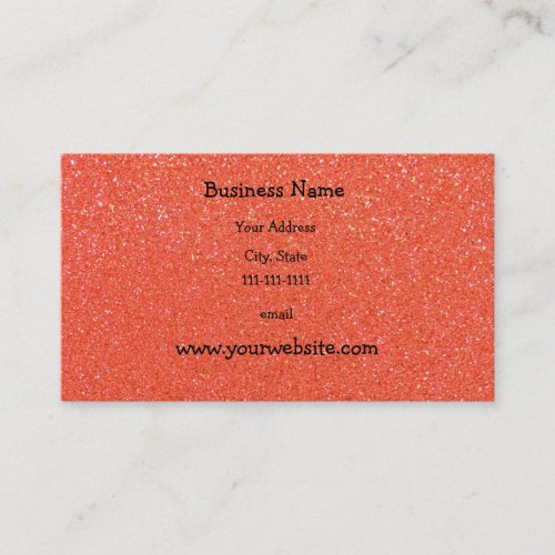 Orange glitter business card