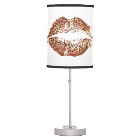 Orange Glitter Lips #2 Table Lamp