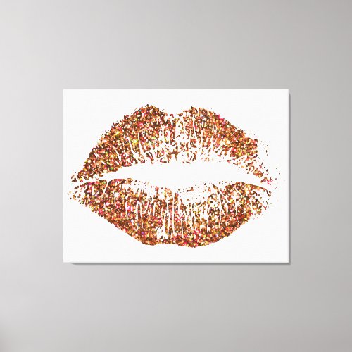 Orange Glitter Lips Canvas Print