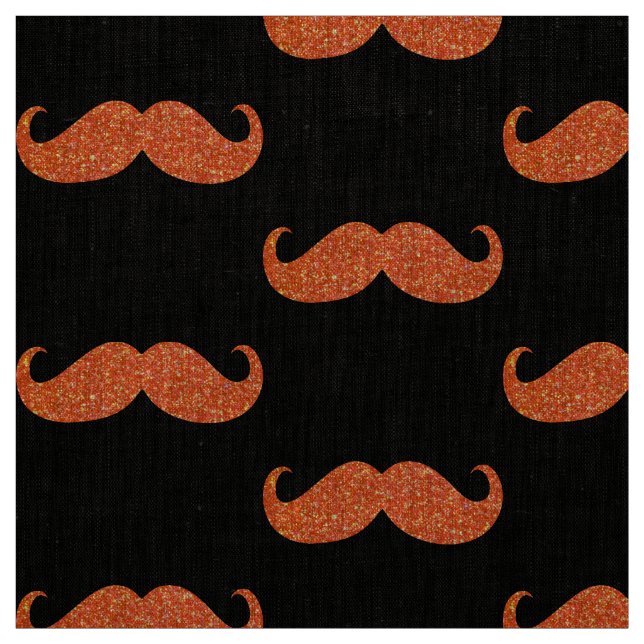 Orange Glitter Mustache #2 Fabric (Swatch)