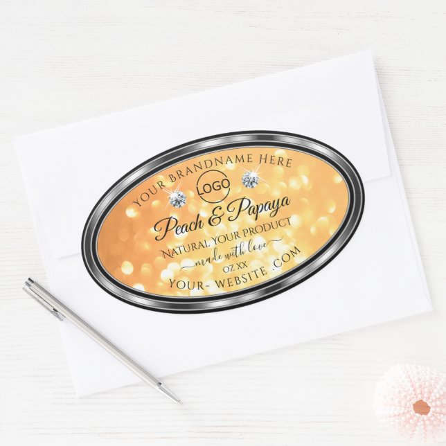 Orange Glitter Product Label Sparkle Diamonds Logo (Envelope)