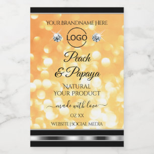 Orange Glitter Product Label Sparkle Diamonds Logo
