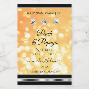 Orange Glitter Product Labels Sparkling Diamonds