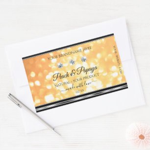 Orange Glitter Product Labels Sparkling Diamonds