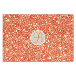 Orange Glitter Sparkle Glam Monogram Initial Tissue Paper