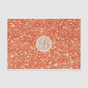 Orange Glitter Sparkle Glam Monogram Initial Tissue Paper