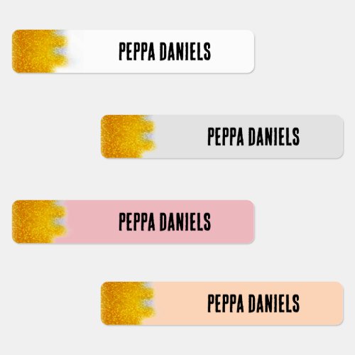 Orange glitter sparkle kids labels