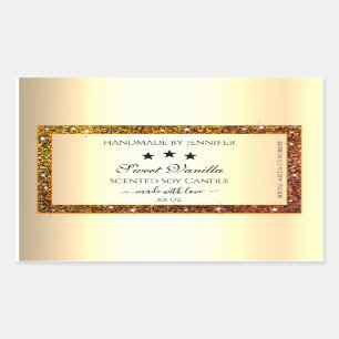 Orange Glitter Sparkle Product Labels Gold Effect