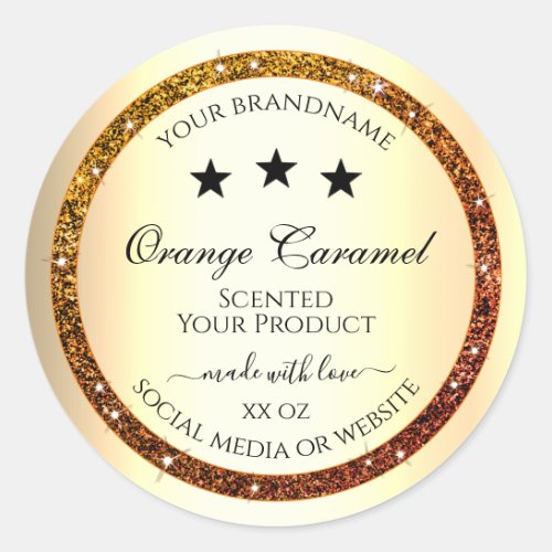 Orange Glitter Sparkle Product Labels Gold Effect