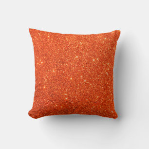 Orange Glitter Throw Pillow