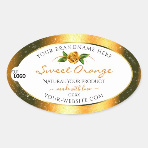 Orange Glitter White Product Labels Rose Add Logo
