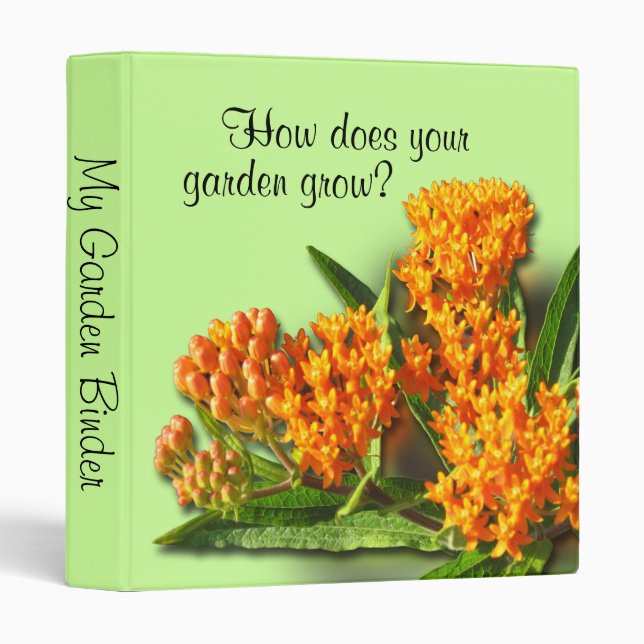 Orange Glory Milkweed Blossoms 3 Ring Binder (Front/Spine)