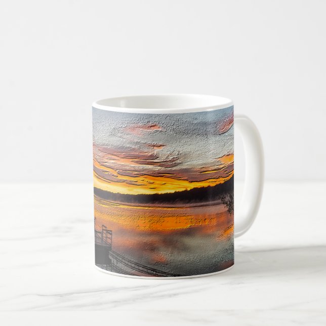 Orange Glory Morning Painterly Coffee Mug (Front Right)