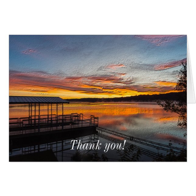 Orange Glory Morning Painterly Thank You Card (Front Horizontal)