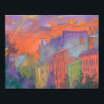 Orange Glow City Sunset Landscape Pastel Painting Poster<br><div class="desc">Postcard featuring colorful artwork, expressionist cityscape - one more Saint Petersbourg cityscape painted from my window. Saint Petersburg street view in orange, yellow and purple, glowing evening sky spread over old houses. Pastel painting, modern impressionism, soft pastels on paper, 2020 Original is available too © Julia Khoroshikh www.juliakhoroshikh.art #sunsetart #sunsetpainting...</div>