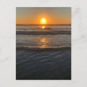 Orange Glow Waves California Coast Sunset Postcard