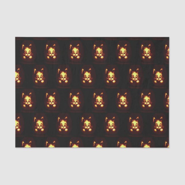 Orange Glowing Halloween Cat Tissue Paper (Front)