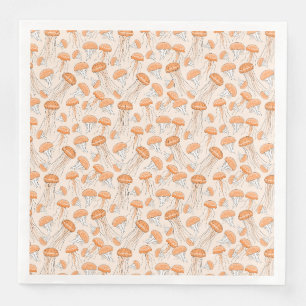 Orange glowing jelly fish pattern paper dinner napkins