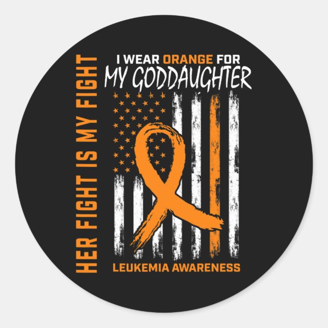 Orange Goddaughter Leukemia Cancer Awareness Ameri Classic Round Sticker (Front)