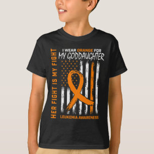 Orange Goddaughter Leukemia Cancer Awareness Ameri T-Shirt