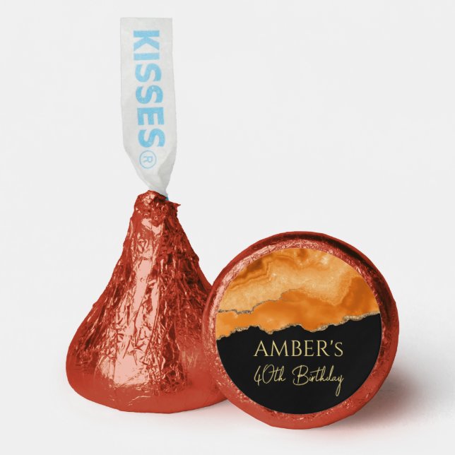 Orange Gold Abstract Marble Design Hershey®'s Kisses® (Front)