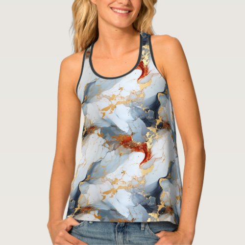 Orange gold abstract marble  tank top