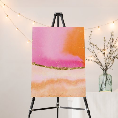 Orange Gold And Pink Abstract Watercolor Art Foam Board