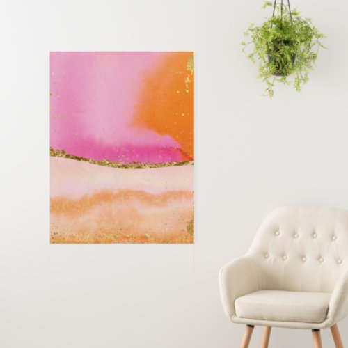 Orange Gold And Pink Abstract Watercolor Art Foam Board
