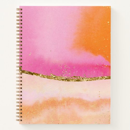 Orange Gold And Pink Abstract Watercolor Art Notebook