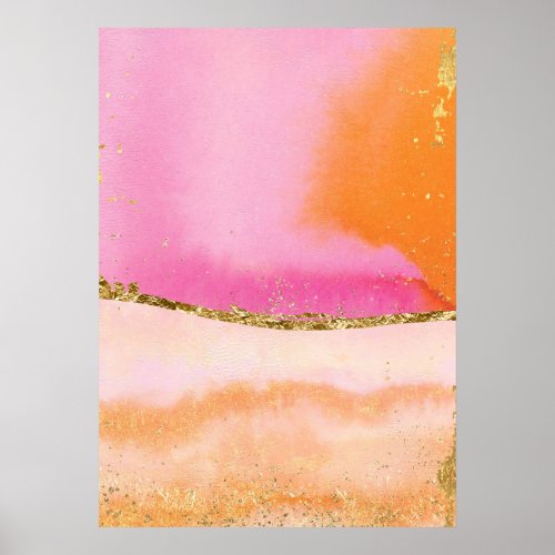 Orange Gold And Pink Abstract Watercolor Art Poster