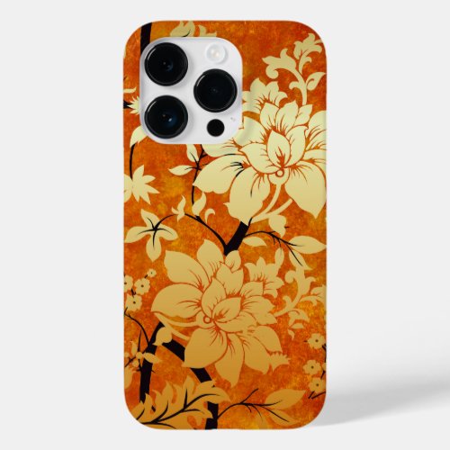 Orange  Gold  Black Floral Oriental style Case_Mate iPhone 14 Pro Case