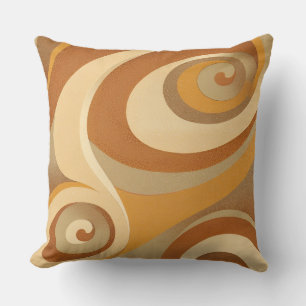 Orange Gold Brown 70s Aesthetic Print Throw Pillow