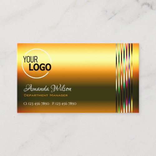 Orange Gold Brown Gradient Opening Hours and Logo  Business Card