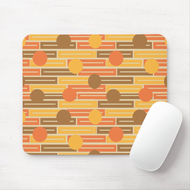 Orange, Gold, Brown Rectangles and Circles Mouse Pad (With Mouse)