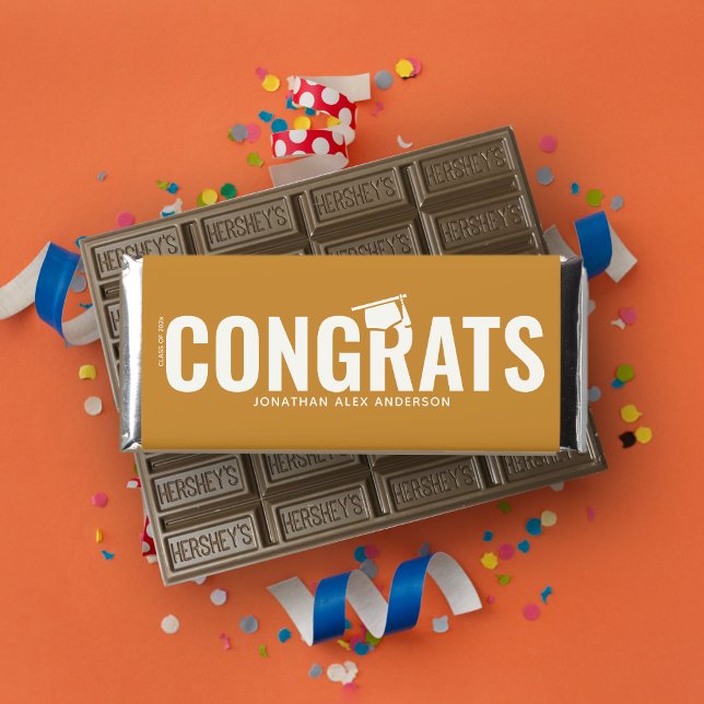 Orange Gold Chocolate Bar Graduation Favor (Creator Uploaded)