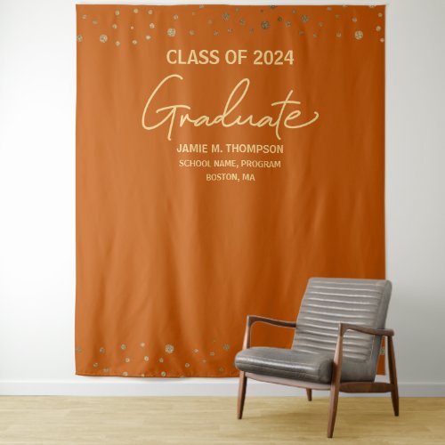 Orange Gold Class of 2024 backdrop Graduation