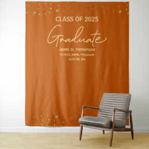 Orange Gold Class of 2025 backdrop Graduation