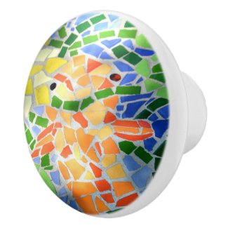 Orange Gold Fish Bright Colorful Mosaic Art